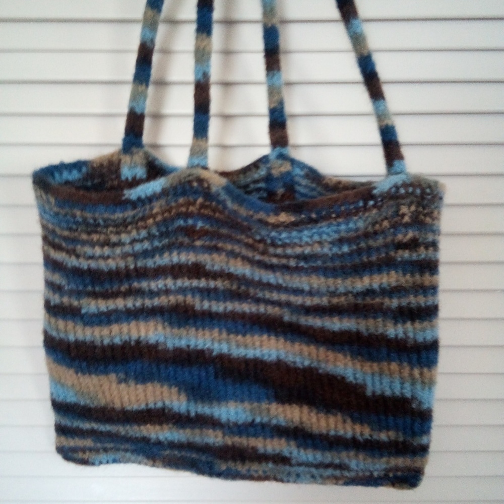 Handmade Wool Knit Boho Hippie Gypsy Purse Tote